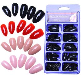 100pc False Nails Pointed Sharp Candy Black Purple Fake Nails Easy Remove Full Cover Medium Artificial Nail Art Tips4145322