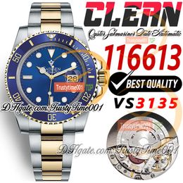 40mm 116613 VR3135 Automatic Mens Watch Clean CF V5 Ceramic Bezel Blue Dial Two Tone Yellow Gold 904L Stainless Steel Bracelet Super Edition Trustytime001 Watches