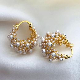 Hoop Earrings Kshmir Metal Pearl Irregular For Women Fashion Elegant Vintage Jewelry Wedding Accessory Gifts 2024