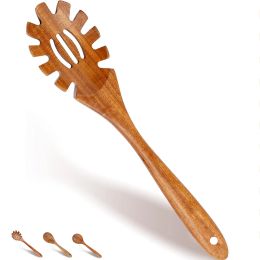 Utensils 1pcs Wooden Spaghetti Server Strainer Spoon Mixing Spoon for Cooking, Slotted Spoon, Handmade Natural Colander Spoon