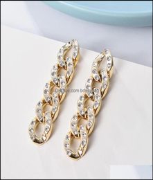 Dangle Chandelier Earrings Jewellery Punk Acrylic Thick Gold Chain Big For Women Shiny Fl Rhinestone Fashion Statement Brincos Dro5497306