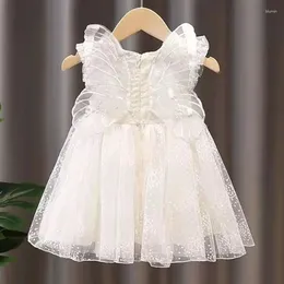 Girl Dresses Girls Summer 3D Back Butterfly Sequin Mesh Small Flying Sleeves Princess Dress Wedding Flower Sweet And Cute