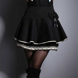 Skirts Autumn Winter Plaid Elastic Waist Thick Wool Mini Skirts Womens High Waist Fluffy Pleated Female Black A Line Skirt