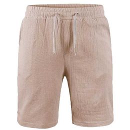 Men's Shorts New Mens Cotton Linen Shorts Pants Male Summer Breathable Solid Color Linen Trousers Fitness Streetwear S-3XLL2405