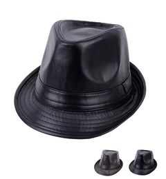 2021 Step into Autumn and Winter New PU Leather Hat Light Board Fashion British Simple Retro Cap Mens Fedora Hat Fashion2760481