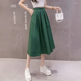 Skirts Female Pure Bottom Bandage High Waist Skirt Woman Style Summer Lady Work Midi Fashion Women Casual Q171