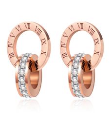 high quality Woman Fashion rose gold stud earrings des boucles for lady Women Party Wedding gift engagement Jewelry stone earring 4838714