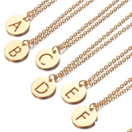 Pendant Necklaces Gold Initials Necklace 316L Stainless Steel Women Jewellery Choker A-Z 26 Letters Hollow-Out Plated Initial Gifts Dr Dh8Aw