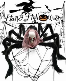 75Cm Realistic Black Spider Plush Toy Halloween Party ation Haunted House Home Prop Indoor Outdoor Giant Decor5145454