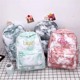 Backpack Custom Backpacks Personalised Women Student Schoolbags High Capacity Nylon Version Gradient Tie Dye Travel Bags