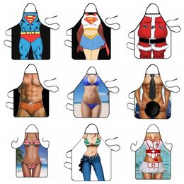 Funny Muscle Man Creativity Kitchen Apron for Men Women Home Cleaning Tool Waterproof Apron Sex Cotton Linen Easy to Clean House3295228