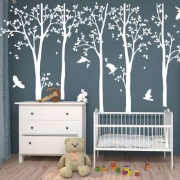 Stickers Huge Birch Tree Bird Wall Decal Living Room Bedroom Pine Tree Forest Animal Wall Sticker Playroom Home Decor