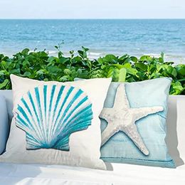 Pillow Ocean Theme Pillowcase 45 X45cm Short Plush Cover Decorative With Nautical Sail Lighthouse Sea Home