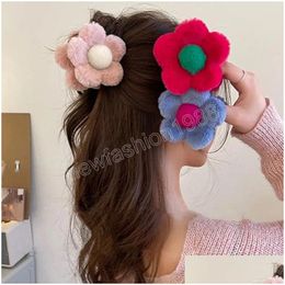 Hair Accessories Flower Khaki Rose Red Claw Clip For Women Temperament Ponytail Hairpin Crab Fashion P Korean Drop Delivery Products Dhedv