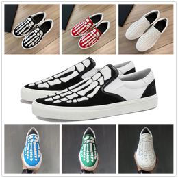 Skel Toe Slip-On Men Women Casual Shoes Designer Skeleton Sneaker Canvas Flat Fashion Black White Red Green Blue Bones Runner Man Platform Trainers Sports Sneakers