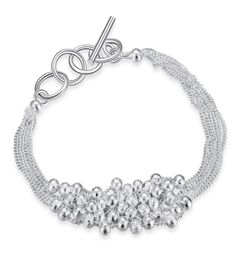 Sixline sand bead bracelet sterling silver plated bracelet Wedding gift fashion men and women 925 silver bracelet SPB0301873513