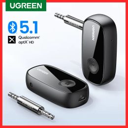 Earphones UGREEN Bluetooth Receiver 5.1 aptX HD 3.5mm AUX Jack Audio Wireless Adapter for Car PC Headphones Mic 3.5 Bluetooth 5.0 Receptor