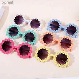 Sunglasses New Girl Round Flower UV400 Sunglasses for Boys Colorful Outdoor Sunscreen Sunglasses for Infants Sports Sunglasses for Children WX