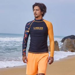 Suits Men's Surf Rash Guard Long Sleeve UV Sun Protection Basic Skins Surfing Suit Diving Swimming Tight T Shirt Rashguard Gym Clothes