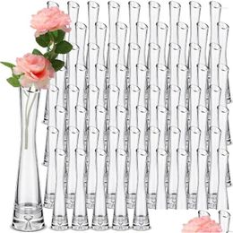 Vases Vase 72 Pcs Clear Tall Glass Bud Bk Single Stem Flower Skinny Decorative Cylinder For Centrepieces Home Drop Delivery Garden Dhs2C