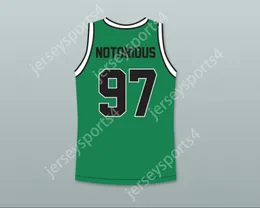 CUSTOM NAY Mens Youth/Kids NOTORIOUS B.I.G. 97 BAD BOY GREEN BASKETBALL JERSEY WITH PATCH TOP Stitched S-6XL