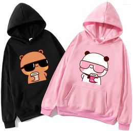 Women's Hoodies Couple Bubu Is Watching Movie With Dudu Autumn Winter Sweatshirt Cartoon Kawaii Pullover Harajuku Men Women Sudaderas