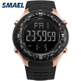 Mens Military Watches 50M Waterproof Relogio SMAEL Black Clocks Big Men Sport 1342 LED Digital Wrsit Watch Wristwatches 258t