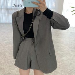 Women's Tracksuits Lapel Two Button Loose Blazer And Shorts 2 Piece Set Women Outfits Spring Summer Casual OL Lady Suit Coat High Waist