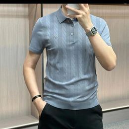 Men's Polos Summer Men Trend Polo Shirts Short Sleeve Business Casual Fashion Striped Clothing T-Shirt Male Simplicity Buttons Top Tee