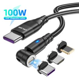 Uslion PD100W lamp three in one 540 degree 5A fast charging bend data cable circular magnetic suction