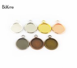 BoYuTe 50 Pcs 6 Colors Plated Round 10MM 12MM 14MM 16MM 18MM 20MM 25MM Cameo Cabochon Base Diy Blank Tray Pendant Base2234389