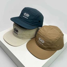 Ball Caps New Unisex Flat Eaves Quick Drying Letter Embroidery Baseball Hats Retro Breathable Sport Sunshade Peaked Cs Versatile Fashion J240506