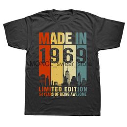 Men's T-Shirts Made in 1969 Birthday Gifts 55 Year Old 55th Bday Present T Shirt Men Printed T-shirt Fashion Short Slve Anniversary Tops H240506