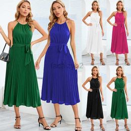 Basic Casual Dresses Designer Dress Women's summer new sexy thin shoulder strap sleeveless pleated dress Plus Size Long skirt