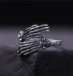 925 Sterling Silver Ring Vintage Punk skulls Hand Charm Boho Minimalism Birthday Gift Haut Femme Anillos Rings for Women Jewelry5106749