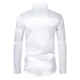 Men's T Shirts Classy Satin Silk Button Down Shirt For Men Slim Fit Long Sleeve Great Parties And Events (103 Characters)