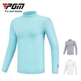 Men's T-Shirts PGM Mens Sun Protection Shirt Underwear Long Slve Cooling Ice Silk T-shirts Anti-UV Soft Apparel For Men YF202 Y240506