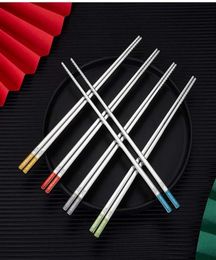 316L Stainless Steel Chopsticks Heat Insulation and Antiscalding Home el Square Nonslip Chopsticka35231T2528970