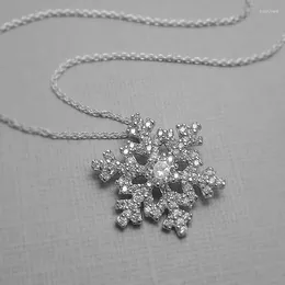 Pendant Necklaces MilanGorgeous Snowflake Shaped Necklace Full Paved Cubic Zirconia Jewelry For Women Elegant Birthday Gifts Wholesale