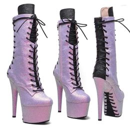 Dance Shoes Auman Ale 17CM/7inches PU Upper Sexy Exotic High Heel Platform Party Women Round Toe Ankle Boots Pole 135