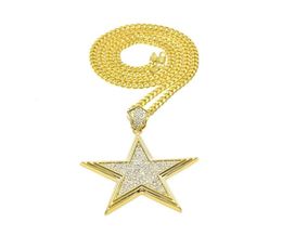 Shining Star Pendant Necklaces Mens Gold Plated Charm Necklace Fashion Rhinestone Golden Stars Necklaces Jewellery Lover Gift4440085