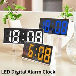 Desk Table Clocks LED Digital Alarm Clock Voice-activated Mirror Double Alarm Clock Bedside Clock Temperature Snooze Electronic Watch Date Display