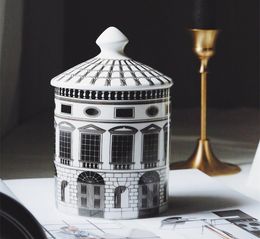 Ceramic House Candle Holder Diy Handmade Candy Jar Vintage Storage Bin Caft Home Decoration Jewerlly Storage Box8805838