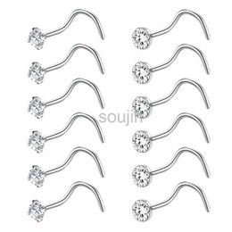 Body Arts 12PCS Fashion Stainless Steel Crystal Nose Septum Piercing Studs Mini Nose Ring Earrings Studs Body Piering Jewellery for Women d240503