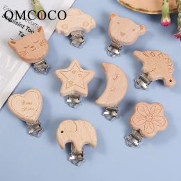 Blocks 3Pcs/Set Various Wooden DIY Laser Engraving Pacifier Chain Natural Color Baby Kids Molar Cartoon Educational Toys Blocks Clip