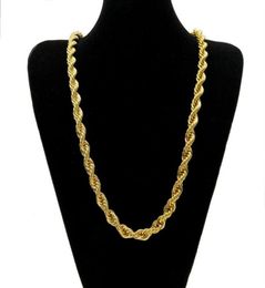10mm Thick 76cm Long Rope ed Chain 24K Gold Plated Hip hop Heavy Necklace For mens256W9688314