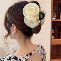 Other Elegant Vintage Satin Colour Rose Flower Hair Cl Ponytail Holder Hair Clip Hairpin Women Girl Barrettes Hair Accessories