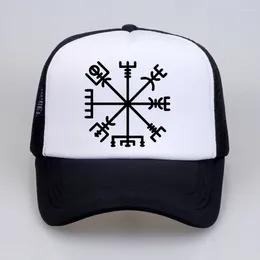 Ball Caps Summer Men Women Fashion VEGVISIR Old Norse Runes Hat Print Letters Viking Rune Circle With Odin'S Baseball Cap Hats