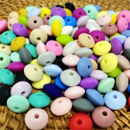 Blocks 500/1000pcs Silicone Beads 12MM Lentil Beads DIY Baby Pacifier Chain Pendant BPA Free Ecofriendly Baby Teether Toys gifts