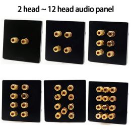 Amplifier KYYSLB Audio Socket Black Frameless Large Panel 2 4 6 8 10bit Power Amplifier Speaker Banana Plug Perforated Panel